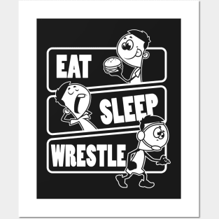 Eat Sleep Wrestle Repeat Funny Wrestling Wrestler graphic Posters and Art